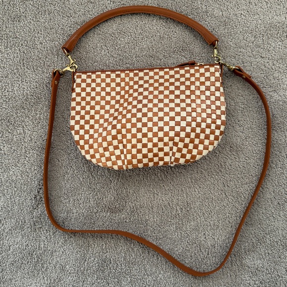 Clare V. Petite Moyen in Natural and Cream Woven Checkered - Picture 4 of 6